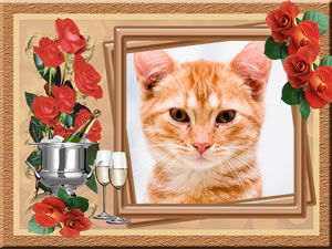 Moldura com rosas e Champagne