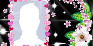 Linda moldura Black com flores, escolha uma foto do seu álbum e faça a sua! 