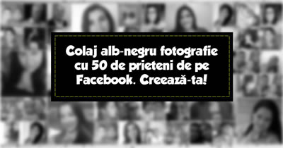 Colaj alb-negru fotografie cu 50 de prieteni de pe Facebook. Creează-ta!