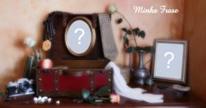 Montagem para 2 fotos em uma bela decoração, com bolsa e porta retrato!