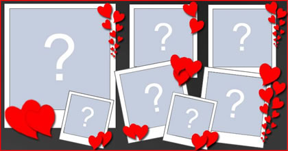 Photo collage with 7 photos and little hearts