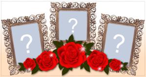 Linda Moldura com Rosas para 3 Fotos. Crie a Sua!