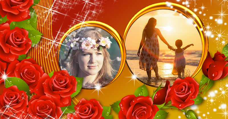 Cadru frumos de aur. Creați-vă scolhendo două fotografii din albumul tău!