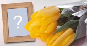 Bella cornice con bouquet di fiori gialli. Aggiungi la tua foto