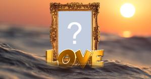 Beautiful Golden Photo Frame with the word LOVE floating over the Water. Add a photo your!