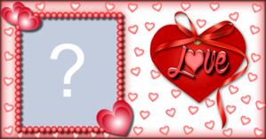 Moldura de Coração com laço escrito Love. Coloque uma Foto sua!