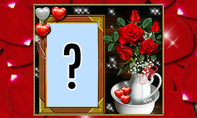 Linda Moldura com Rosas vermelhas no vaso. Adicione sua foto!