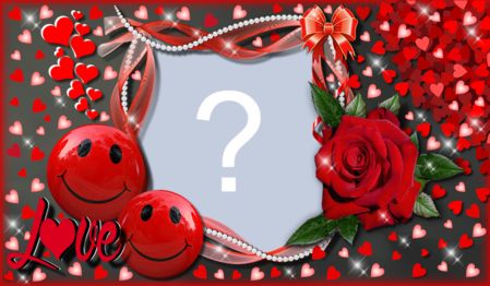 Moldura Love com Rosas e Emotions. Adicione sua foto!