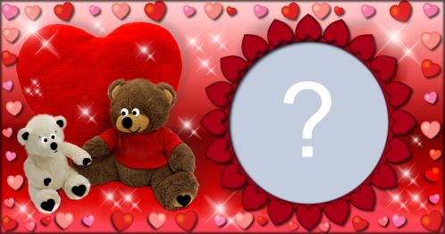 Linda Moldura com Ursinho marrom e branco. Adicione uma foto!