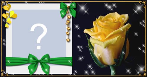 Moldura com botão de rosa amarelo. Adicione uma foto sua!