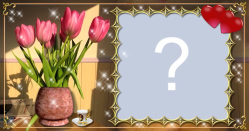 Moldura com Tulipas no vaso. Adicione a sua foto!