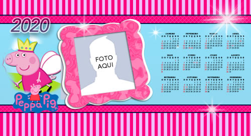 Calendario 2020 da Peppa Pig Fadinha. Adicione uma Foto!