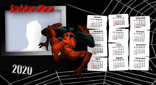 Calendario 2020 do Spider Man. Crie o seu com uma foto!