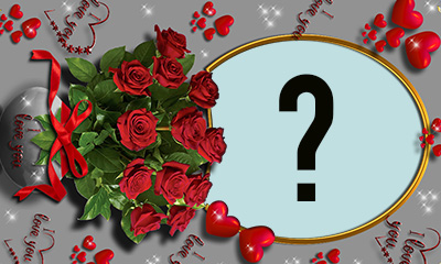 Moldura com um lindo Vaso de Rosas vermelhas. Adicione sua foto!