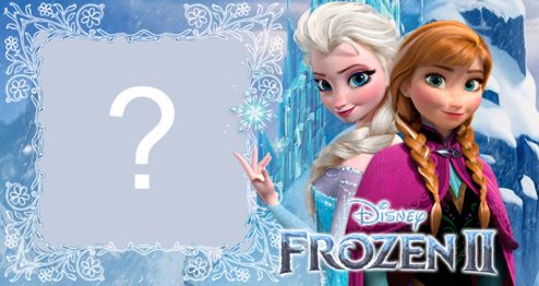 Moldura para foto com a Ana e a Elsa do filme Frozen 2. Adicione uma foto.