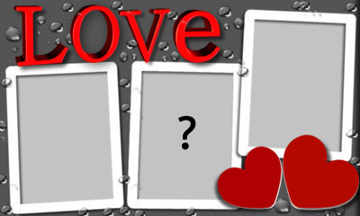 Linda moldura Love com 3 fotos. Faça a sua e salve em seu smartphone ou computador!