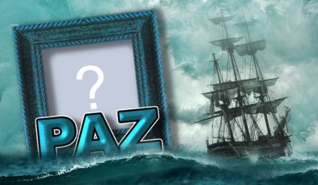 Hermoso marco con la palabra paz flotando en el agua. ¡Agrega una foto tuya!