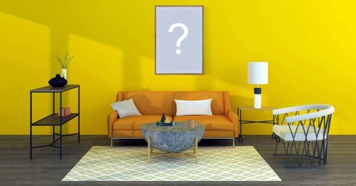 Linda moldura para foto com foto na parede amarela e arranjo de sala! Adicione sua foto!