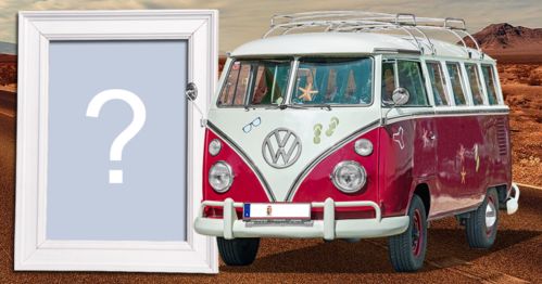 Uma bela moldura para foto com a Clássica Kombi da VolksWagen. Adicione sua foto!