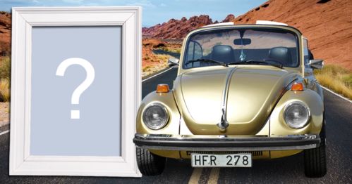 Moldura para foto com o clássico VolksWagen Fusca conversível! Adicione sua foto!