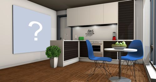 Coloque sua foto na parede de uma linda cozinha. Adicione sua foto!