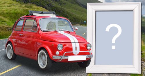 Moldura com carro clássico Fiat 500. Adicione sua foto!