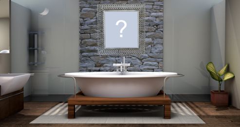 Coloque sua foto preferida, na parede de um lindo banheiro com banheira!