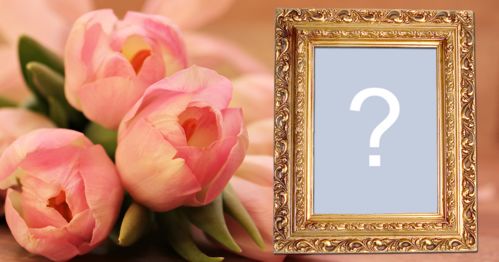 Linda moldura para foto com tulipas rosas. Adicione uma foto!