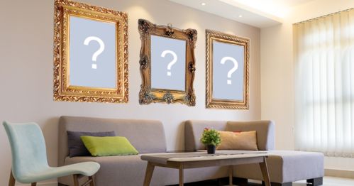 Linda foto montagem com 3 fotos na parede de uma bela sala de estar!