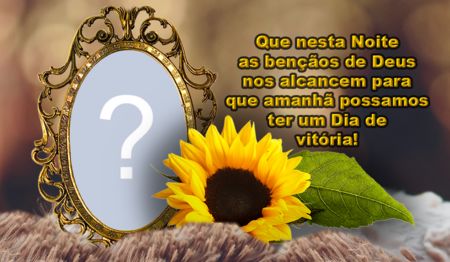 Moldura de girassóis com mensagem de Boa Noite. Adicione a sua foto!