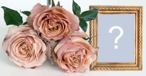 Hermoso marco de fotos con borde dorado y 3 rosas! ¡Agregar una foto!