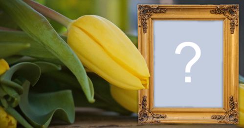 Marco de fotos con flor amarilla y borde de madera! ¡Agrega una foto!