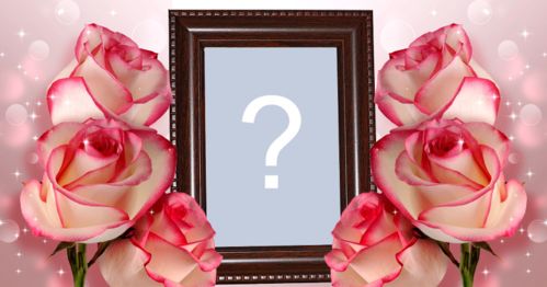 Montagem de foto com moldura de madeira com rosas em volta. Adicione uma foto! Montagem de foto com moldura de madeira com rosas em volta. Adicione uma foto!