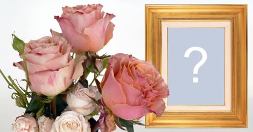 Linda moldura para foto com rosas e borda dourada! Adicione uma foto!