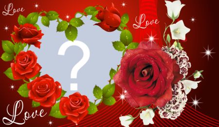 Moldura romântica de coração e rosas vermelhas!