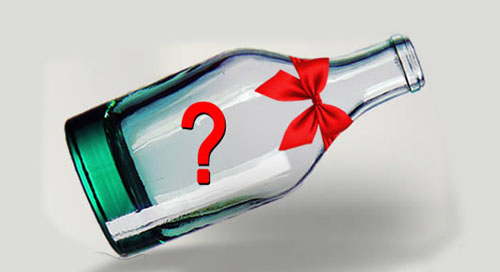 Coloque a sua foto dentro da garrafa com laço vermelho!