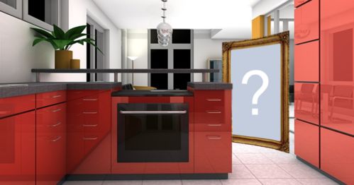 ¡Pon tu foto en un marco grande en la cocina roja!