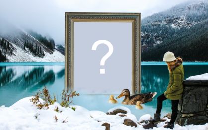Linda montagem com moldura na lagoa gelada. Adicione uma foto! Linda montagem com moldura na lagoa gelada. Adicione uma foto!