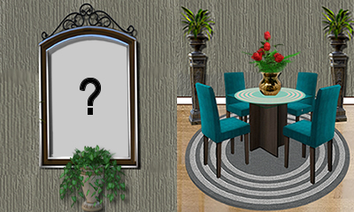 Coloque a sua foto na parede desta sala de jantar com cadeiras verdes!