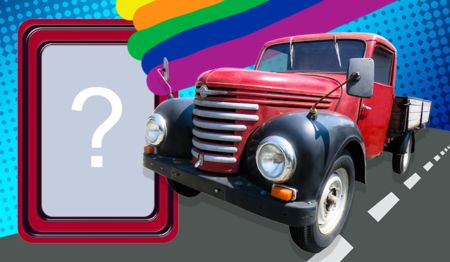 Moldura com tema de caminhão antigo. Adicione uma foto para fazer a sua!