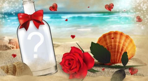 Moldura de garrafa na praia!