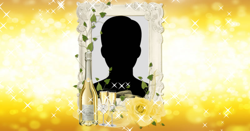 Linda moldura com garrafa de champagne. 