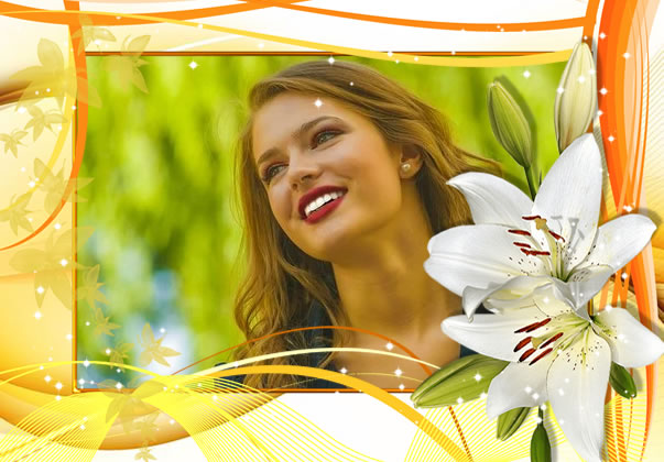 Moldura de orquídea branca.