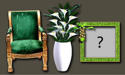 Linda moldura de sala de estar com cadeiras verdes. Adicione uma foto!