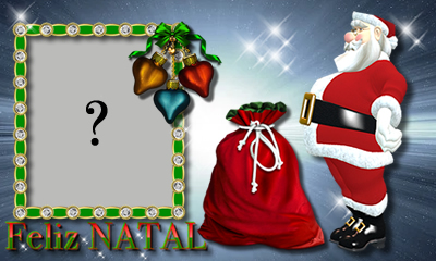 Moldura grande de Natal com Papai Noel. Adicione uma foto!