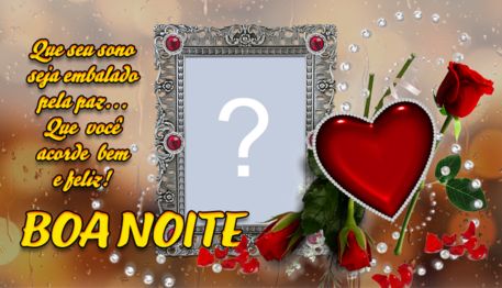 Linda moldura de Boa Noite com rosas e perolas. Adicione a sua foto!