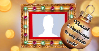 Linda moldura com mensagem de Natal na Bolinha. Adicione uma foto!