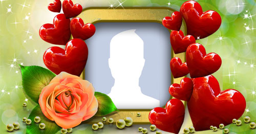 Linda Moldura de amor com corações. Adicione a sua foto!