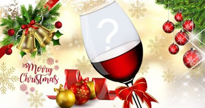 Coloque sua foto na taça de vinho com decoração de Natal!
