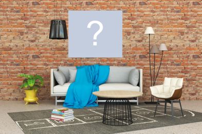 Adicione sua foto na parede de uma bela sala de estar!